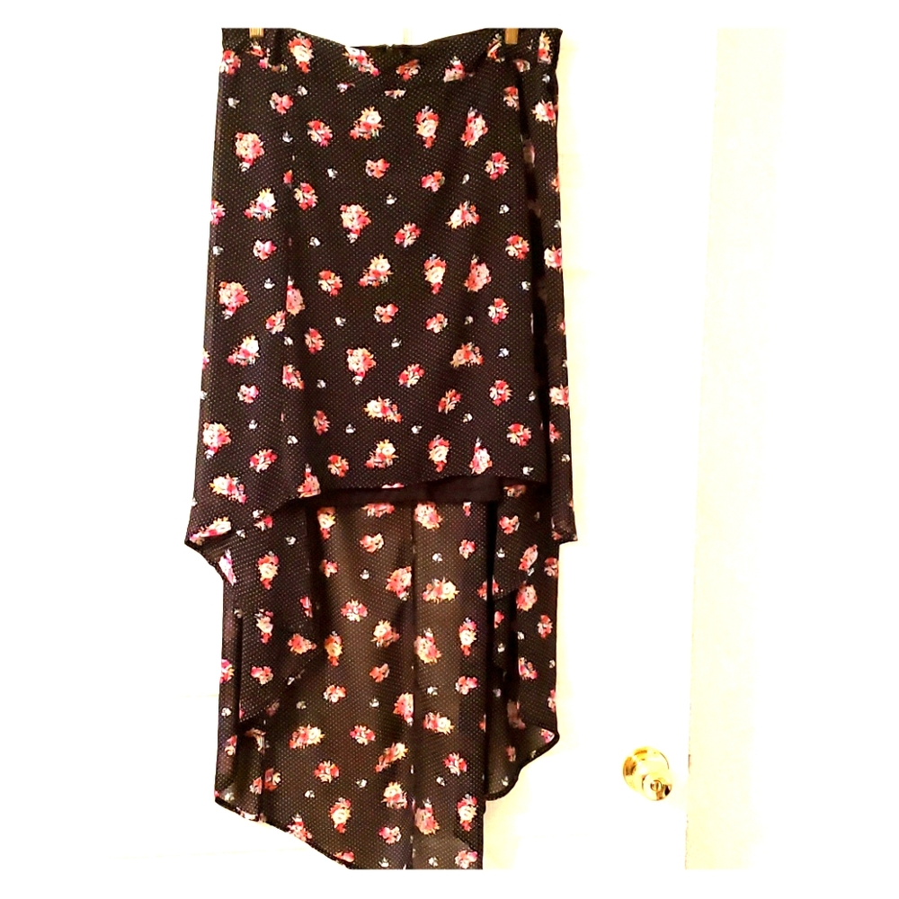 Torrid Floral Print Polka Dot High Low Skirt